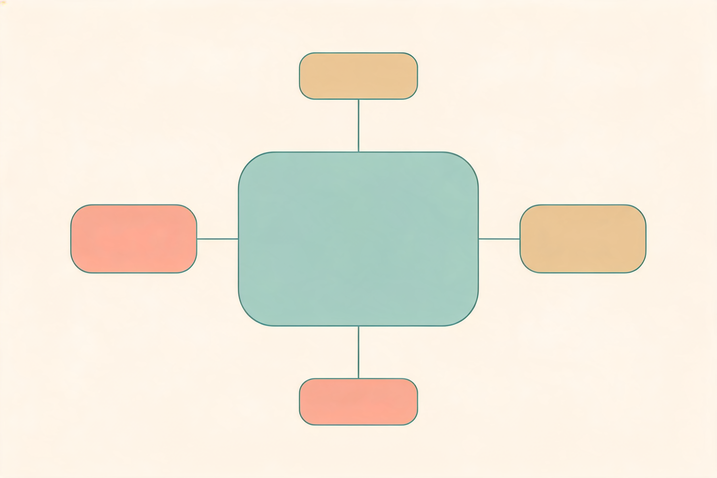 Flat vector illustration of one large video model connected to four smaller alternative models