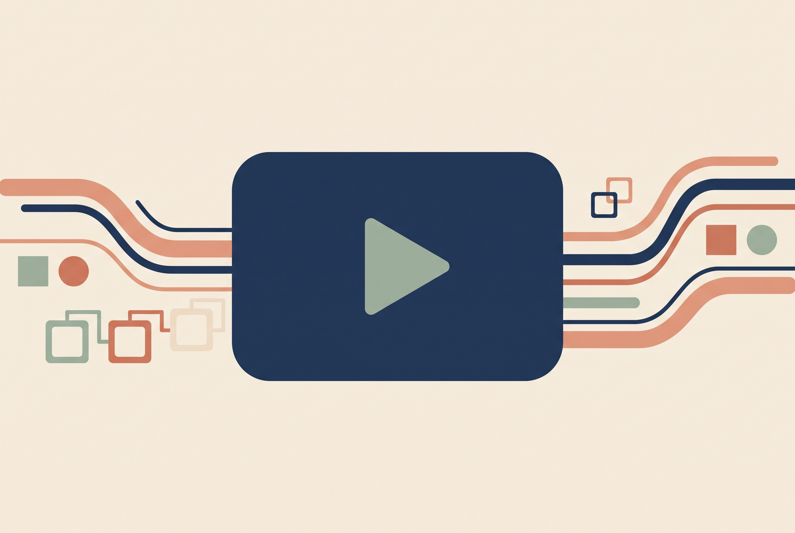 Flat vector illustration of a video frame rendering in sequence with motion lines