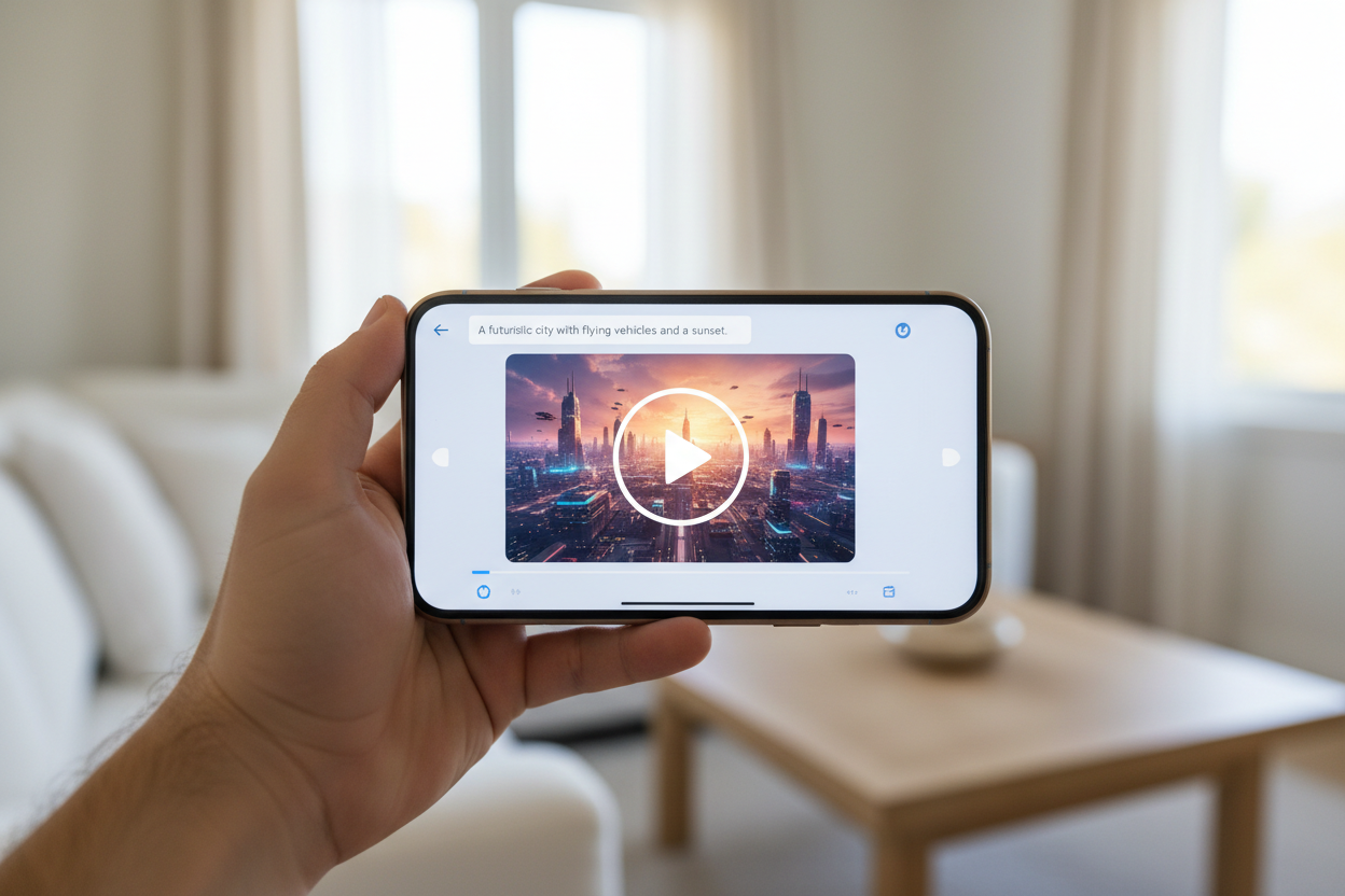 Making an AI video in a generator app on a smartphone