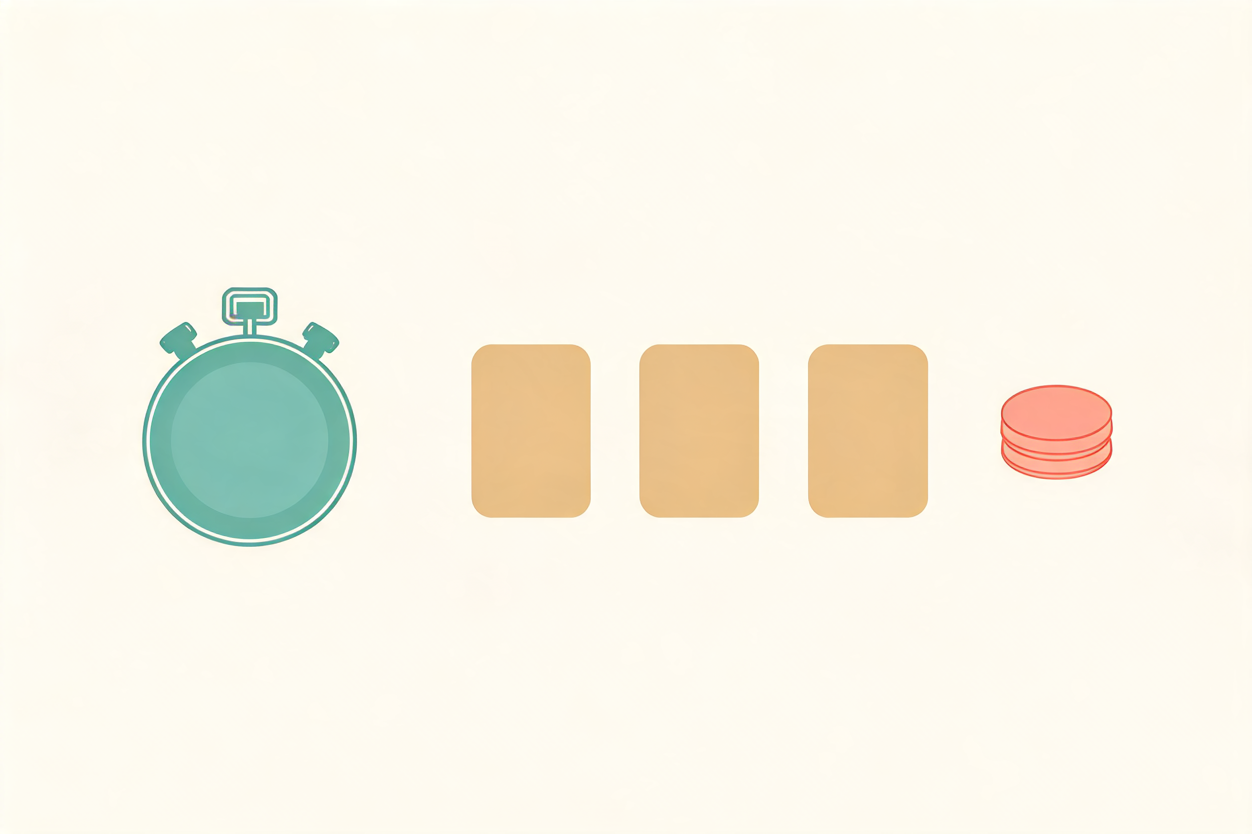 Flat vector illustration of a pricing table with a stopwatch and a stack of credit coins