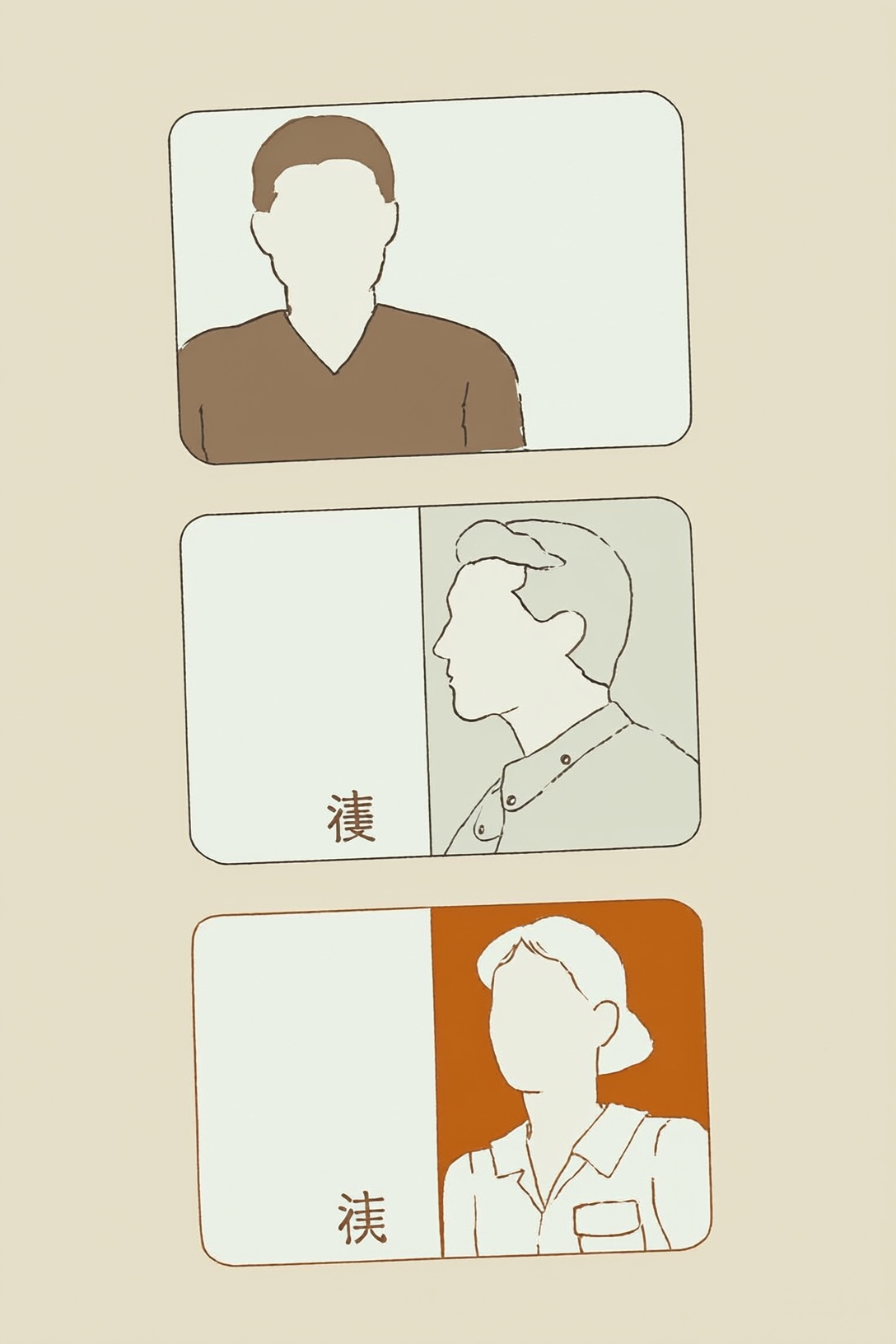 Flat vector illustration of three AI avatar video cards side by side