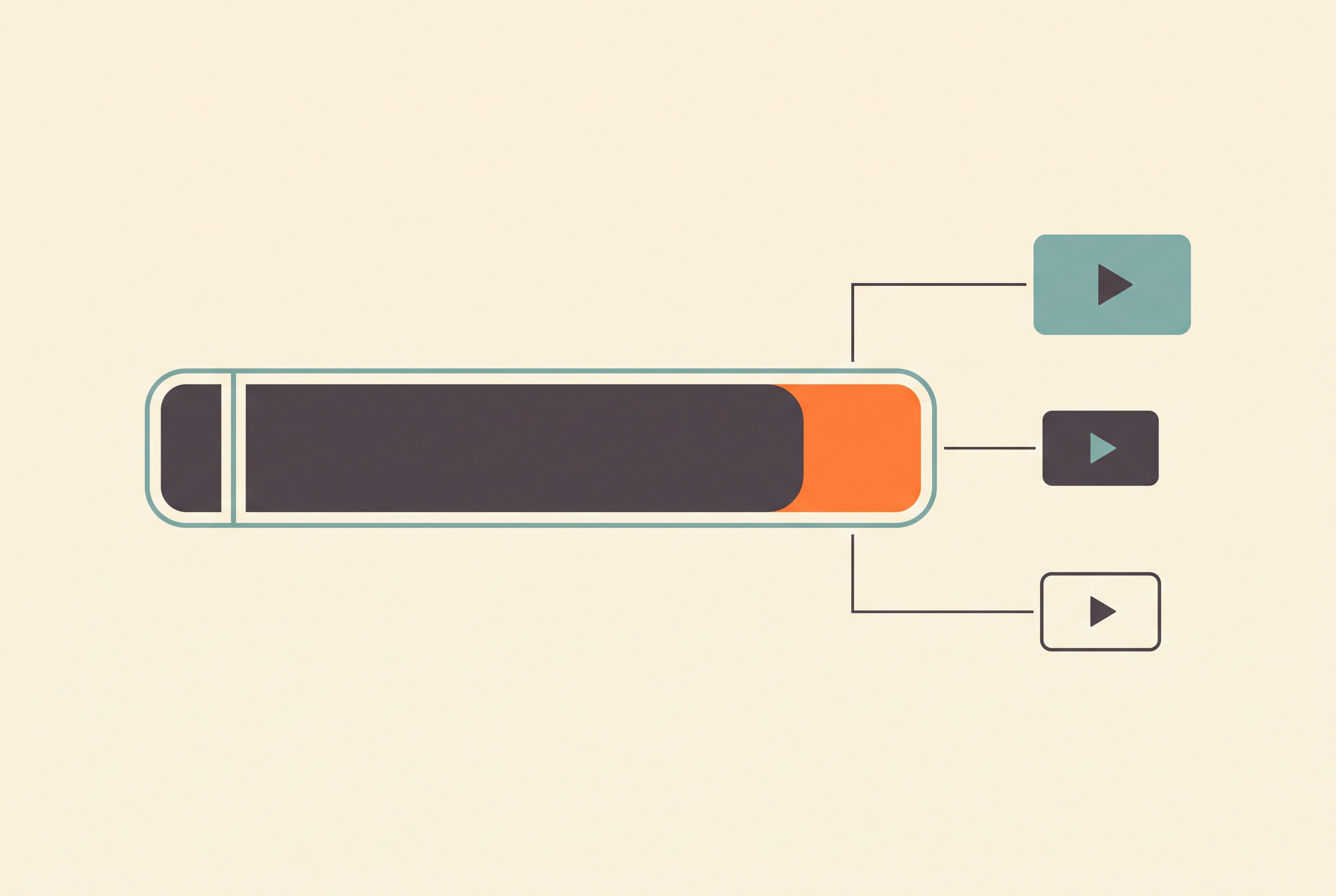 Flat vector illustration of a credit meter draining as video clips are rendered
