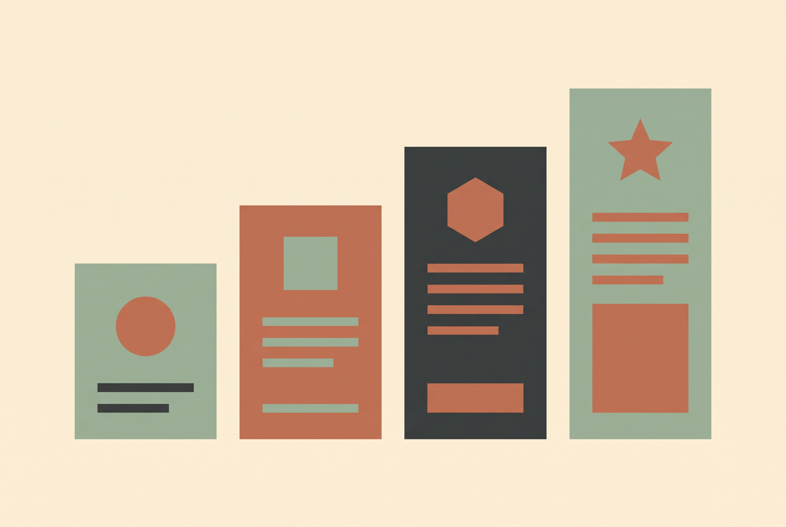 Flat vector illustration of four subscription pricing panels of increasing height