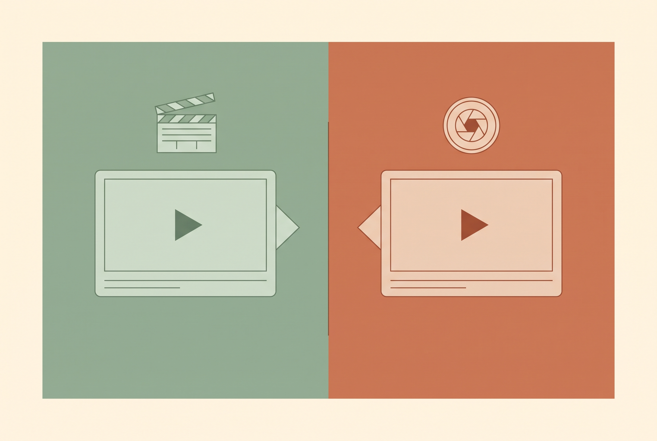 Flat vector illustration comparing two AI video models side by side