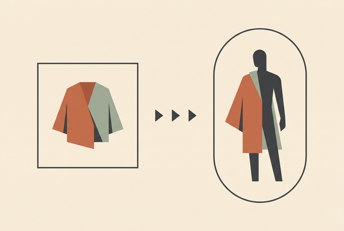 Flat vector illustration of a product photo turning into a vertical video clip
