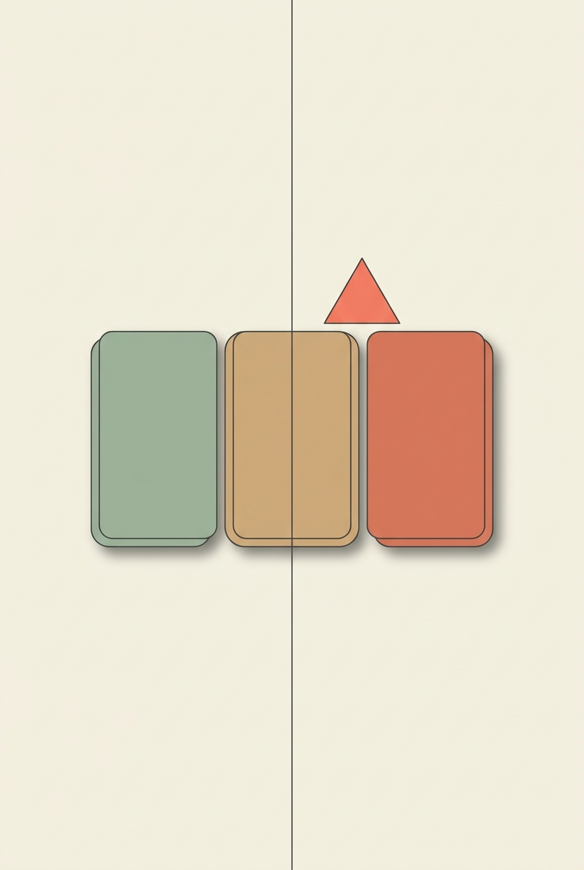 Flat illustration of three clip blocks in a row crossed by a playhead line, representing comparing AI video tools